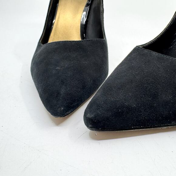 REISS Black Suede Pointed-Toe Ankle Strap Stiletto Pumps - Picture 8 of 10